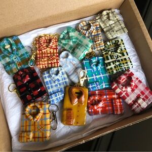 HANDMADE Colorful Plaid Shirt Keychain Charms - Assorted Colors $15 each